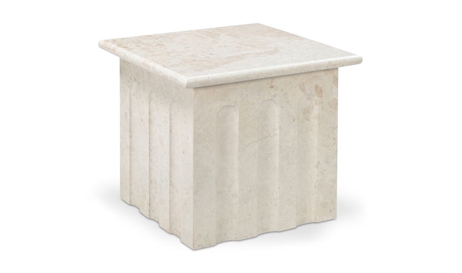 Forum Side Table, Cream Marble