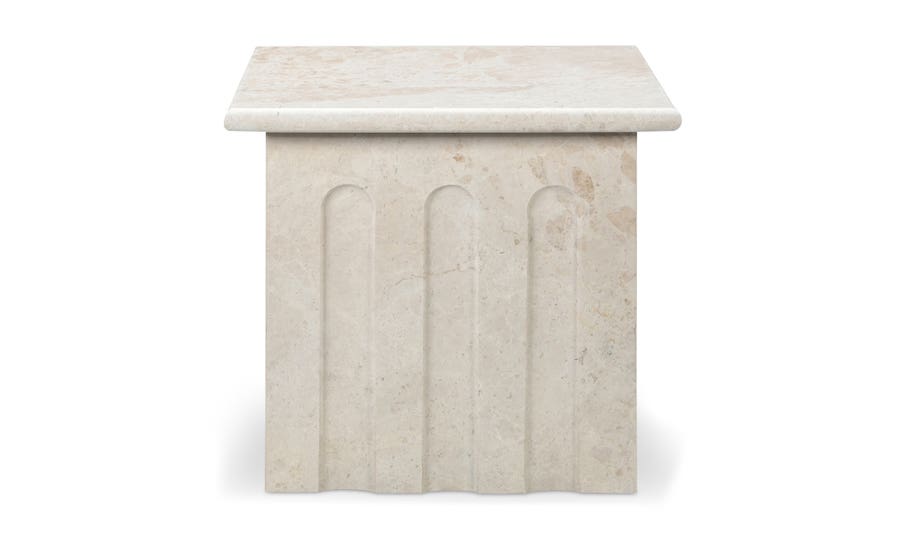 Forum Side Table, Cream Marble