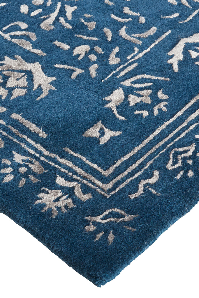 Bella Transitional Oriental Blue Silver Area Rug (8' x 10')