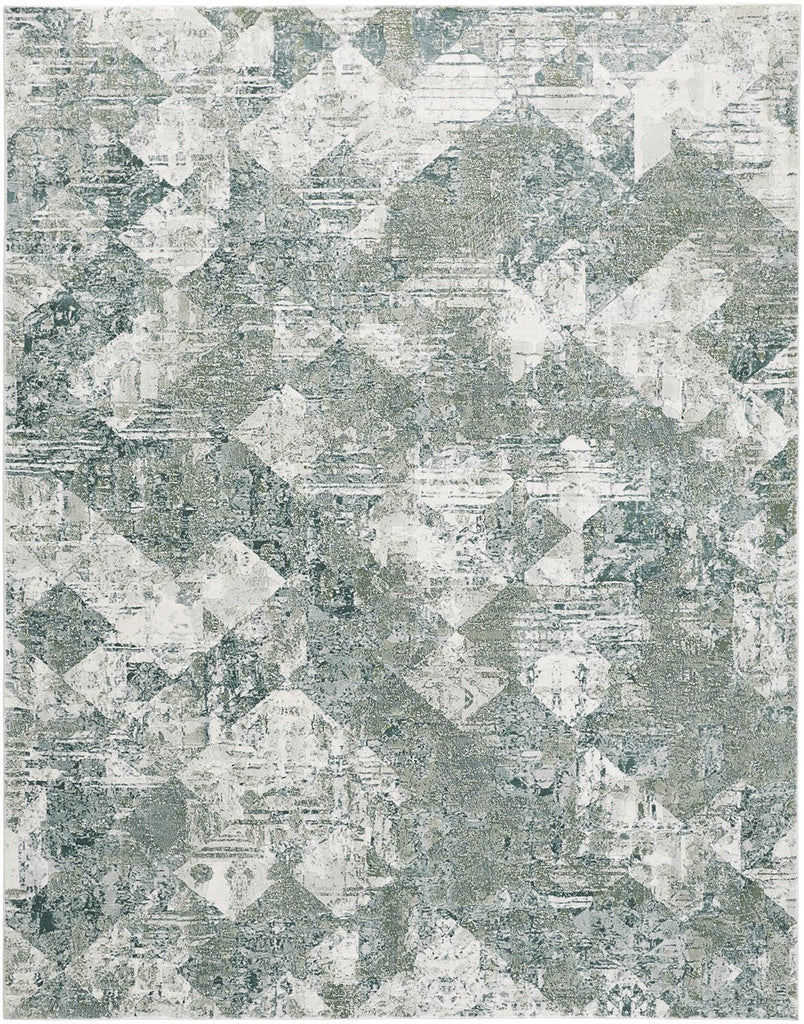 Atwell Transitional Abstract Green Ivory Area Rug (2' x 3')