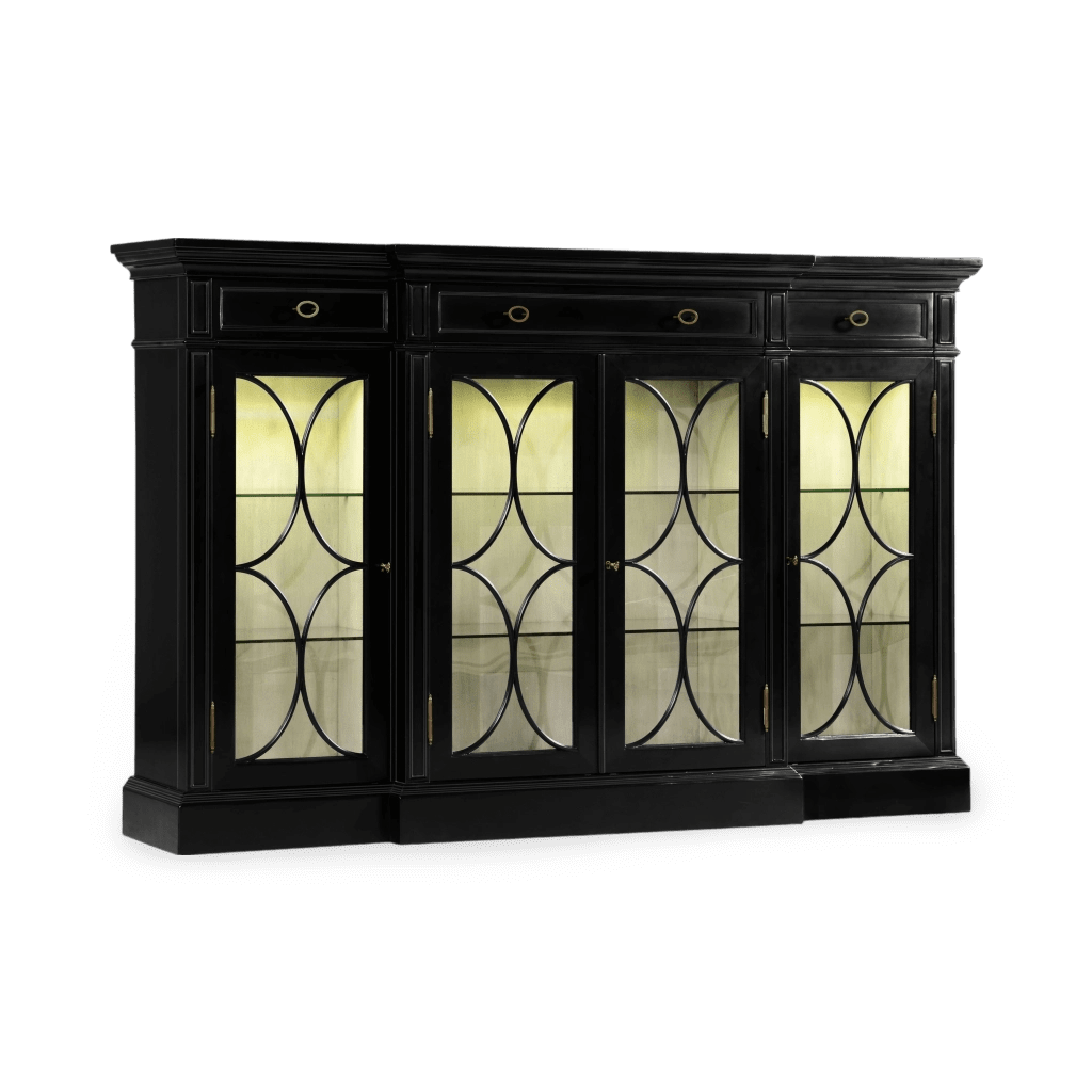 Breakfront Black Display Cabinet