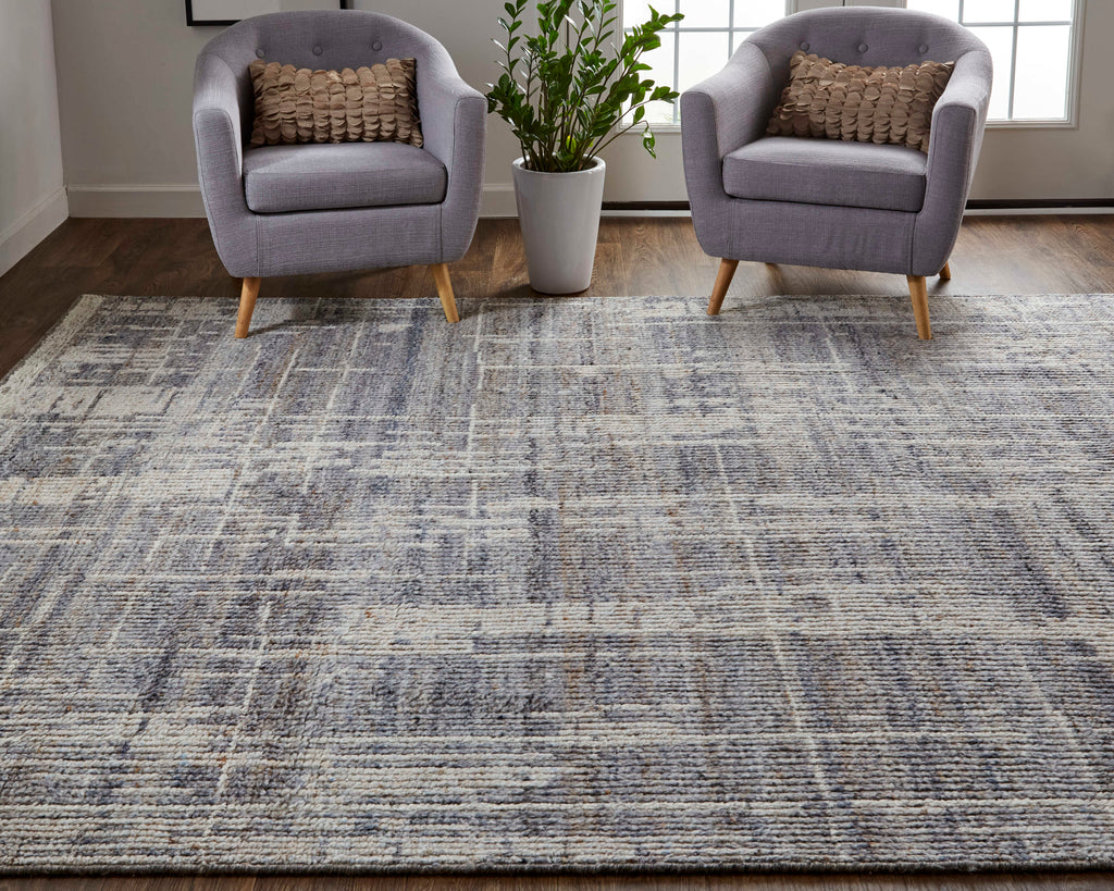 Alford Modern Abstract Gray Ivory Taupe Area Rug (5'6" x 8'6")