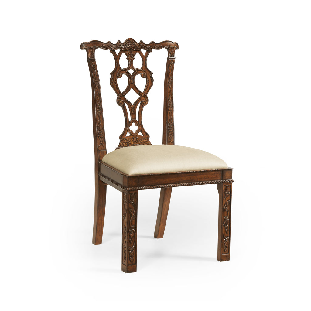 Country Farmhouse Chippendale Rococo Quatrefoil Side Chair