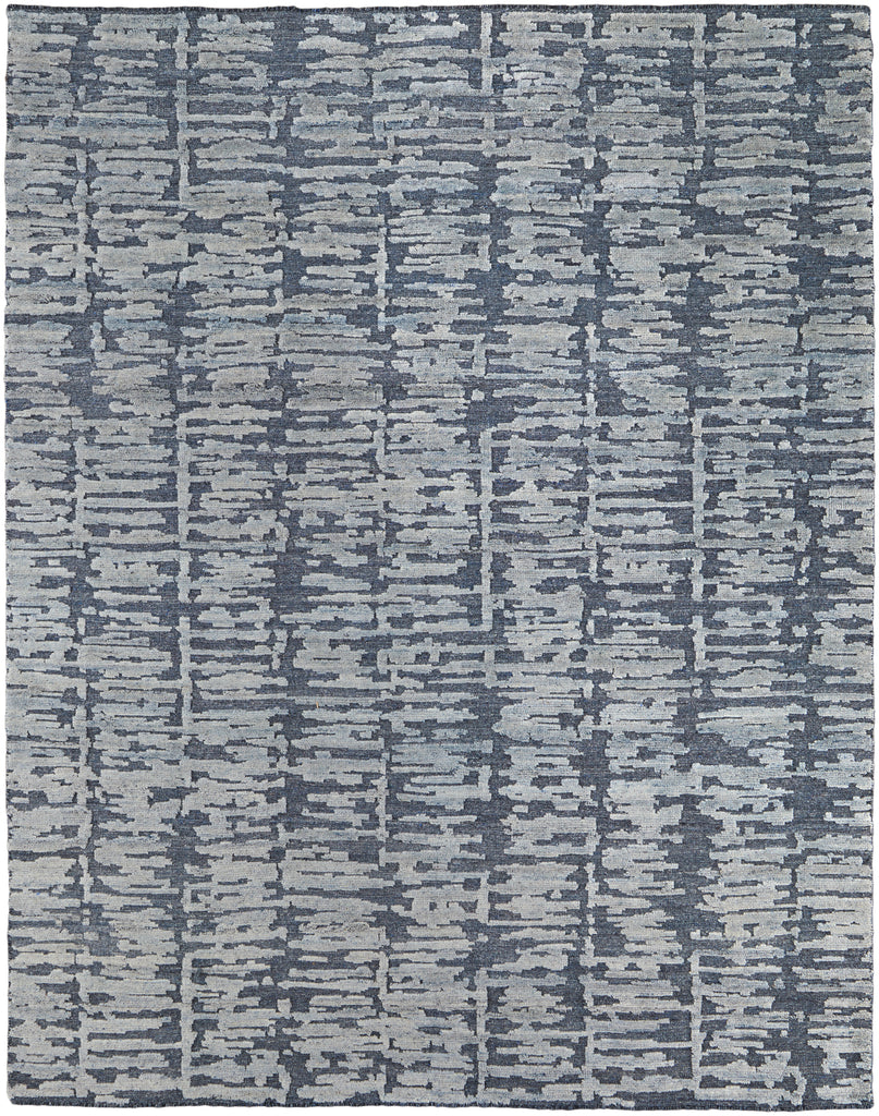 Berwyn Modern Abstract Blue Silver Gray Area Rug (2' x 3')