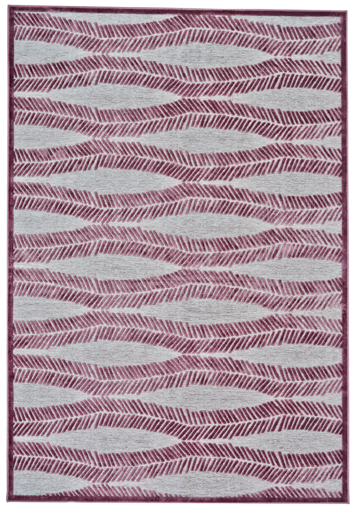 Saphir Rubus Modern Abstract Gray Purple Area Rug (7'6" x 10'6")