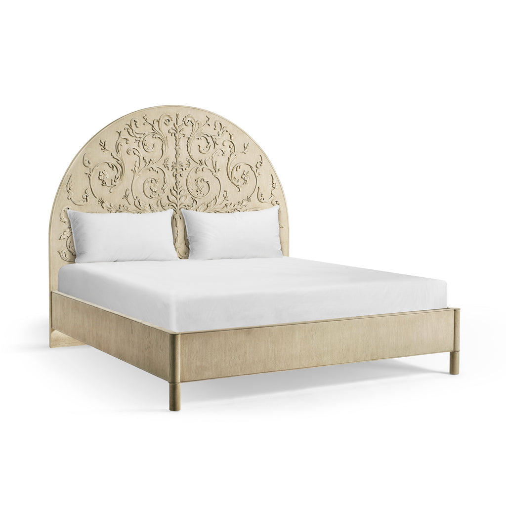 Moon Flower Carved King Bed