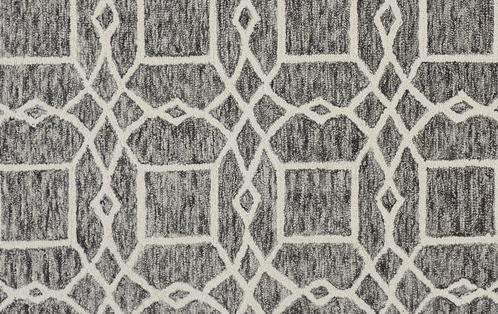 Rhett Transitional Trellis Lattice Black Gray Ivory Area Rug (9' x 12')