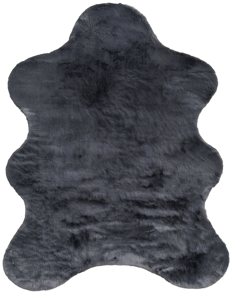 Luxe Velour Transitional Solid Taupe Black Area Rug (5' x 6'6")