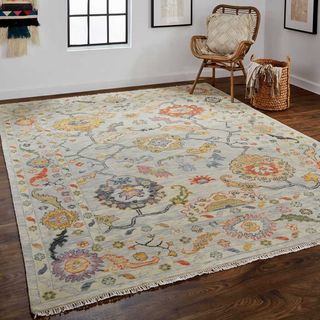 Karina Traditional Persian Gray Yellow Red Area Rug (9'6" x 13'6")