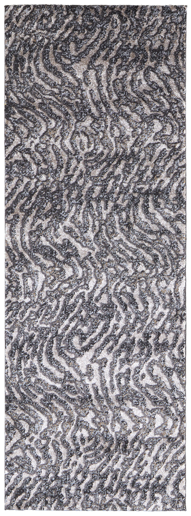 Vancouver Modern Abstract Gray Taupe Ivory Area Rug (2'10" x 7'10")