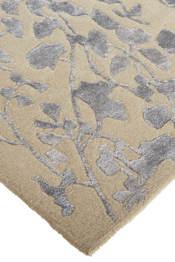 Bella Transitional Floral Botanical Tan Silver Gray Area Rug (10' x 14')