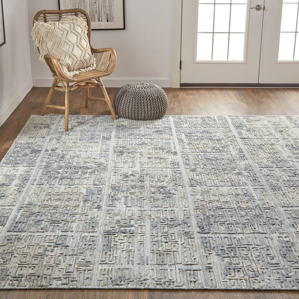 Elias Modern Abstract Gray Ivory Area Rug (2'9" x 10' / Pattern 2)