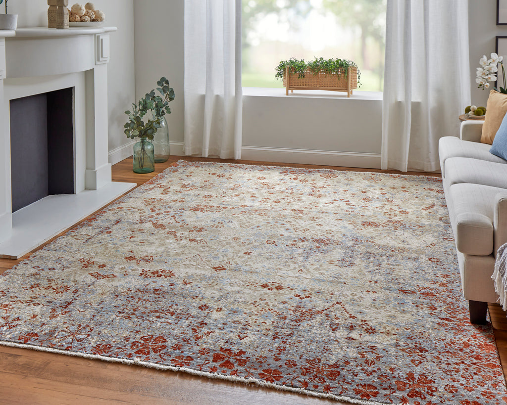 Harmon Transitional Geometric Ivory Gray Brown Area Rug (2' x 3')