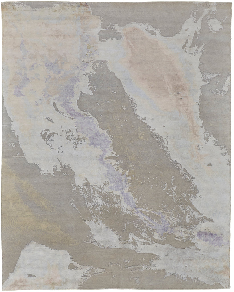 Mcdermott Modern Abstract Taupe Tan Purple Area Rug (2' x 3')