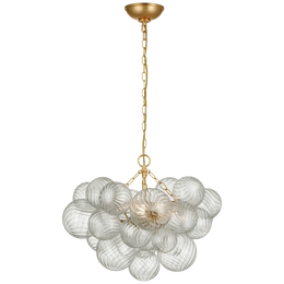 Talia Small Chandelier - Gild And Clear Swirled Glass