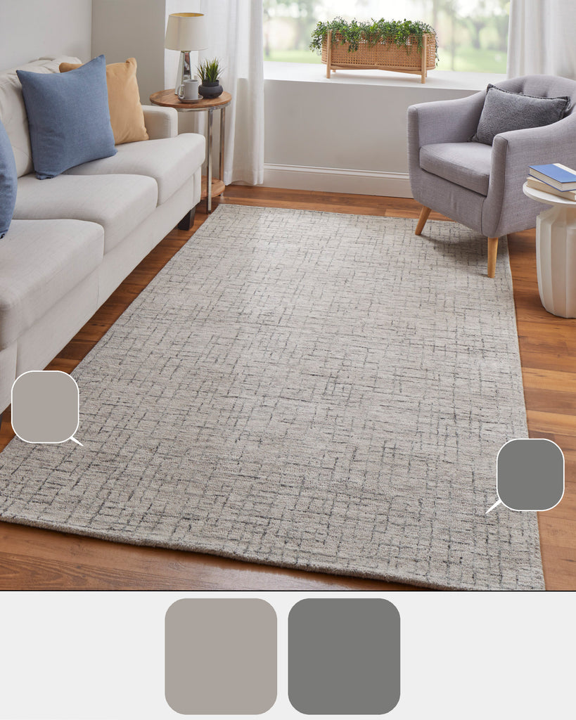 Belfort Transitional Solid Ivory Gray Taupe Area Rug (5' x 8')