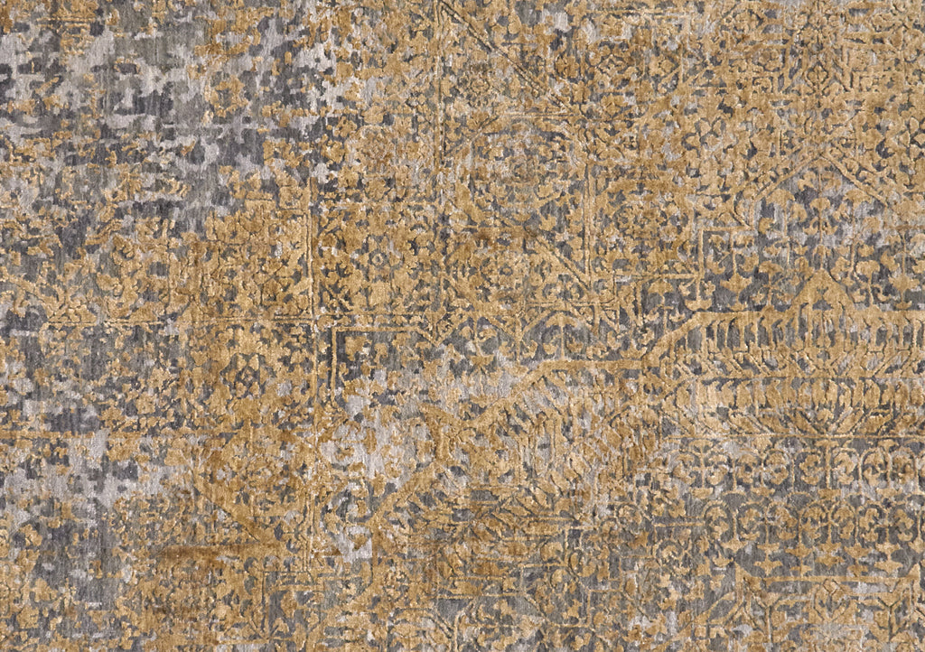 Banbury Transitional Distressed Gray Gold Silver Area Rug (8'6" x 11'6")