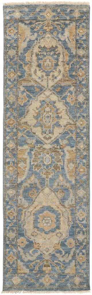 Carrington Traditional Oriental Blue Gold Tan Area Rug (2'6" x 8')