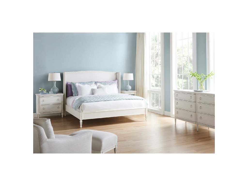 White Antisolar Upholstered Shelter King Bed