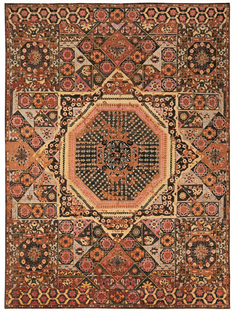 Lanister Traditional Medallion Brown Red Ivory Area Rug (2' x 3')