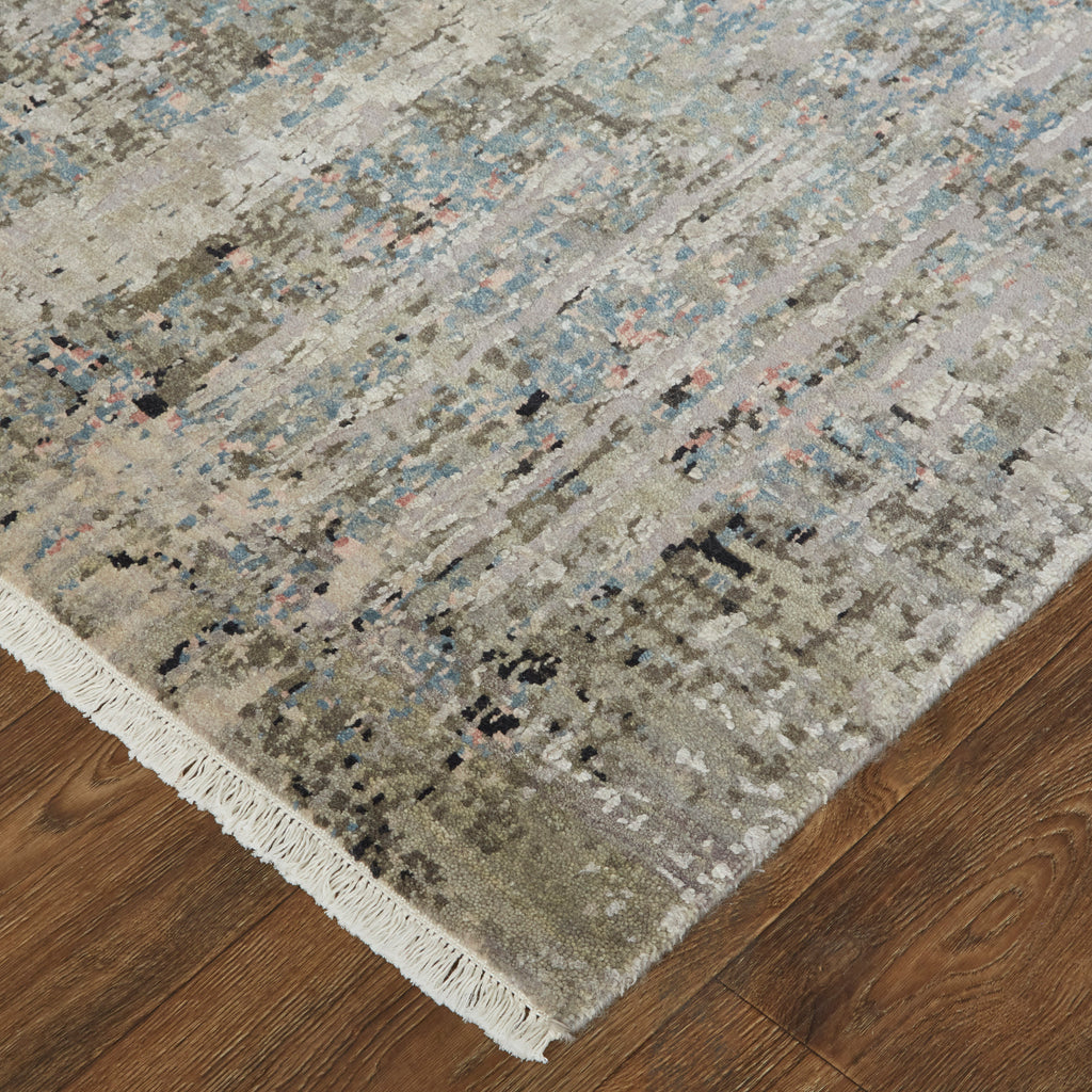 Conley Modern Abstract Gray Taupe Blue Area Rug (9'6" x 13'6" / Pattern 2)