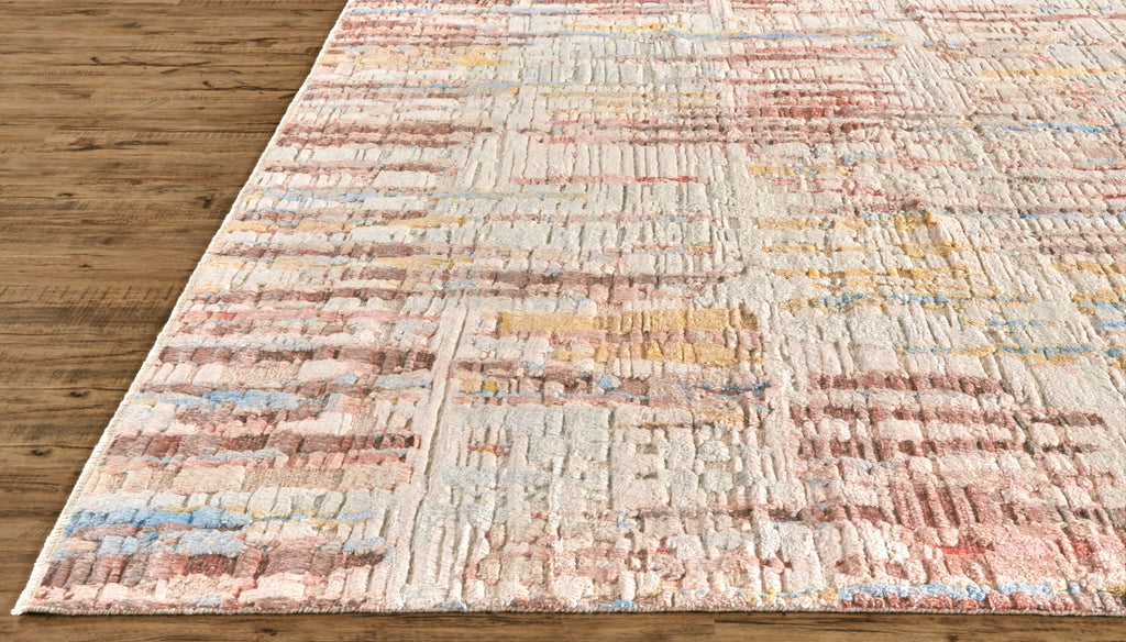 Breel Modern Abstract Pink Tan Brown Area Rug (9'6" x 13'6")