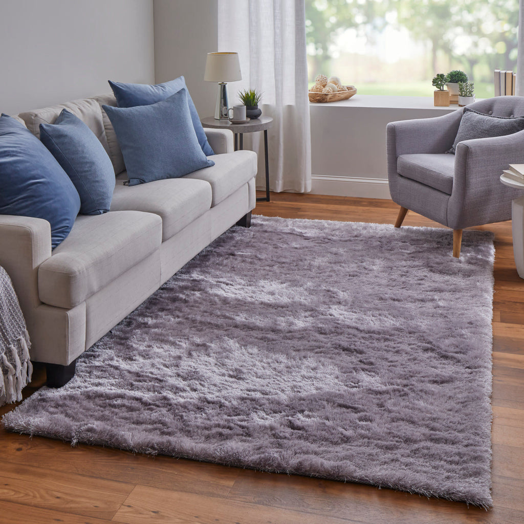 Indochine Modern Solid Purple Area Rug (7'6" x 9'6")