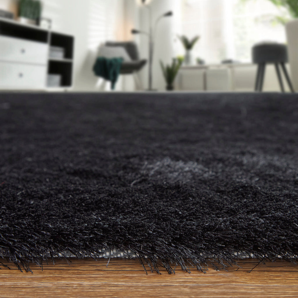 Indochine Modern Solid Black Area Rug (3'6" x 5'6")