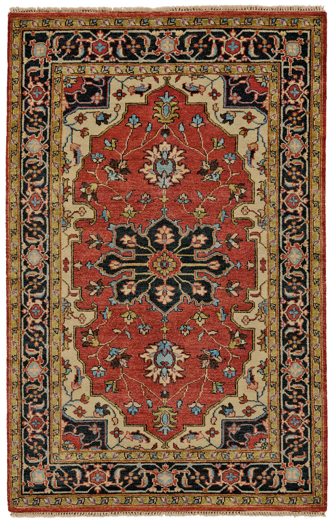 Ustad Traditional Persian Red Orange Tan Area Rug (9'6" x 13'6")