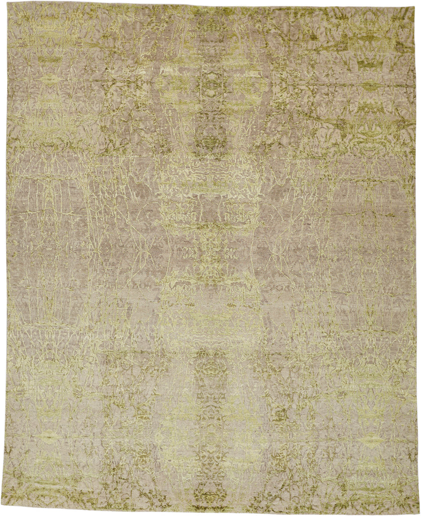 Adira Transitional Distressed Tan Green Gold Area Rug (7'9" x 9'9")