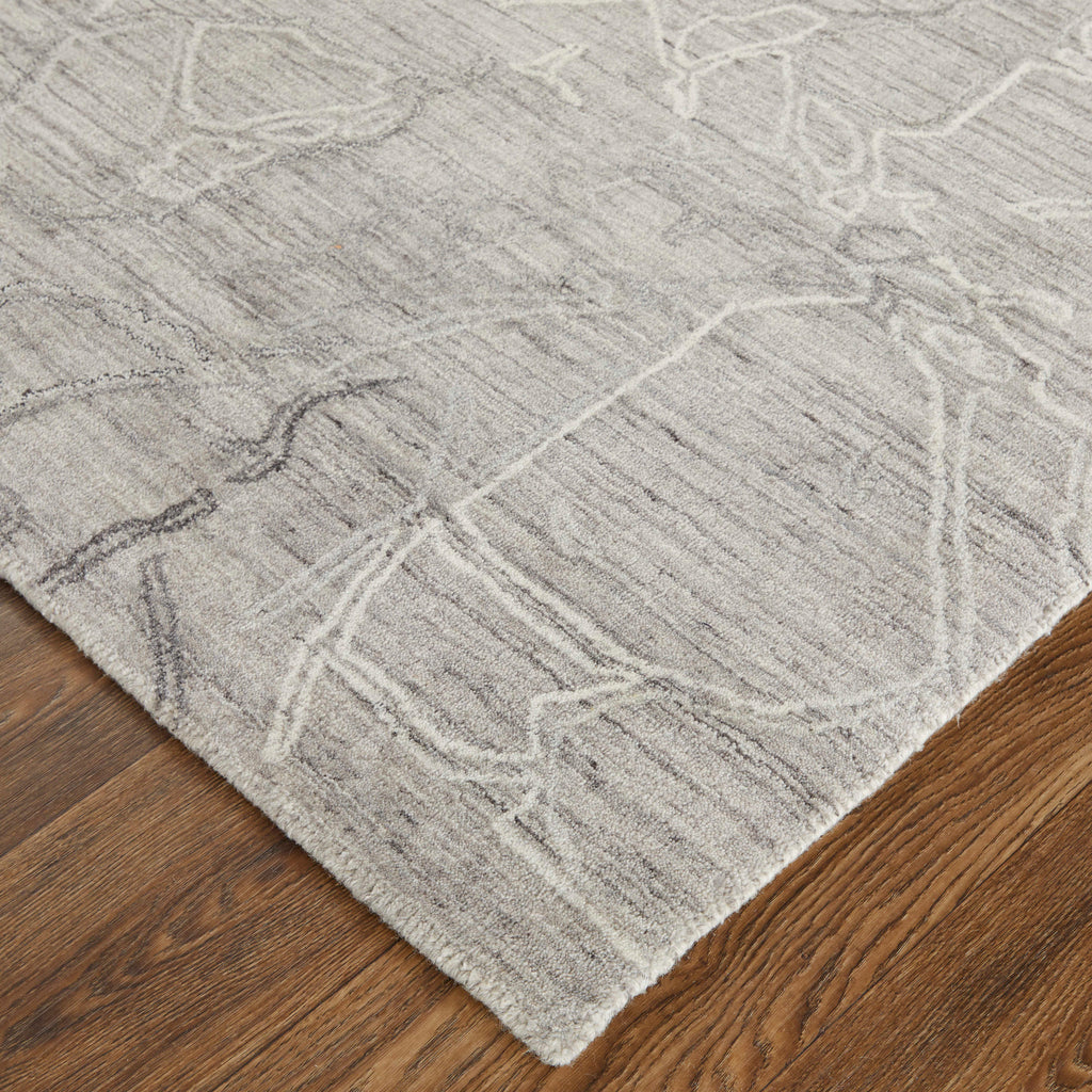 Whitton Modern Abstract Gray Tan Ivory Area Rug (4' x 6')