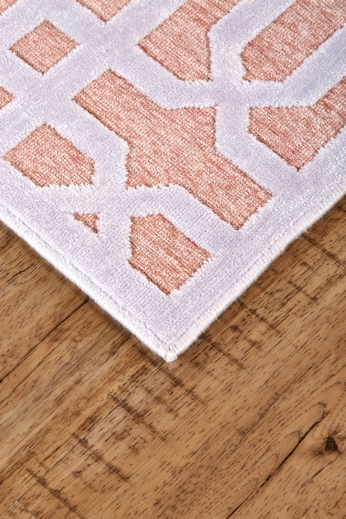 Soho Lyra Modern Geometric White Pink Area Rug (7'6" x 10'6")