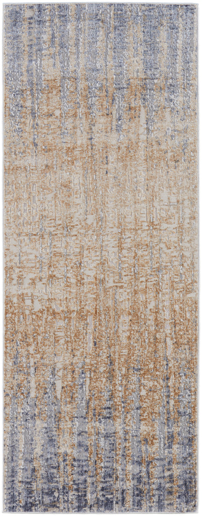 Laina Transitional Gradient Ombre Tan Brown Blue Area Rug (3' x 8')