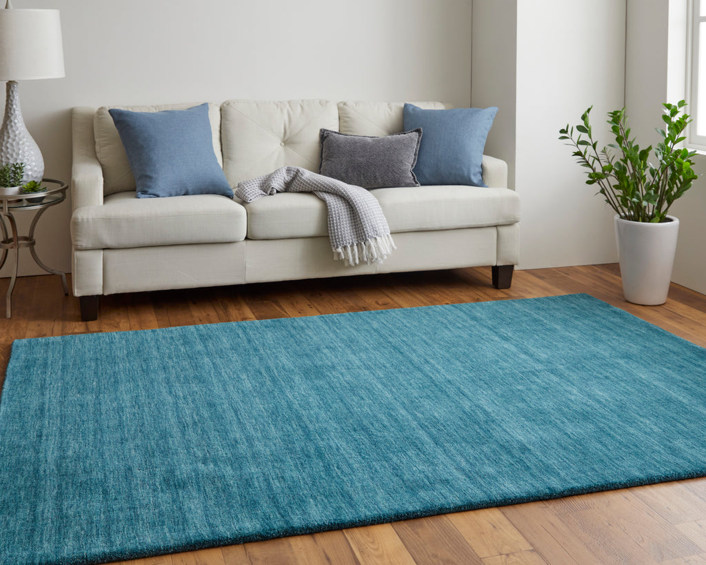 Luna Modern Solid Blue Green Area Rug (2' x 3')