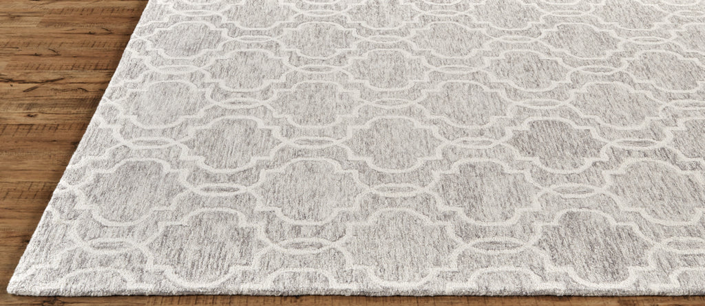 Belfort Transitional Trellis Lattice Gray Ivory Area Rug (2' x 3')