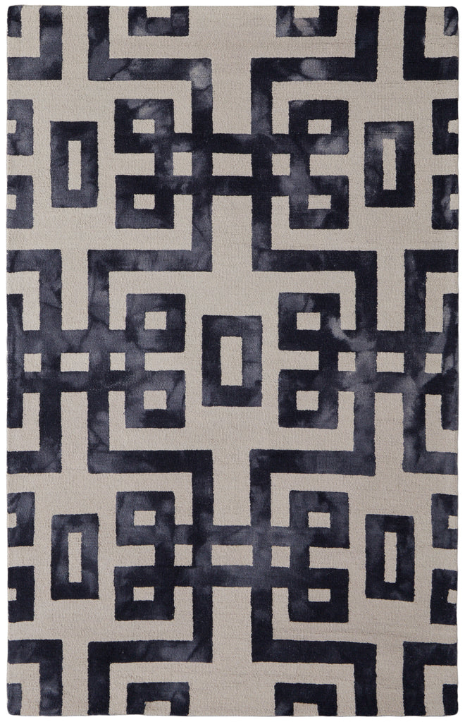 Lorrain Modern Geometric Ivory Black Area Rug (5' x 8')