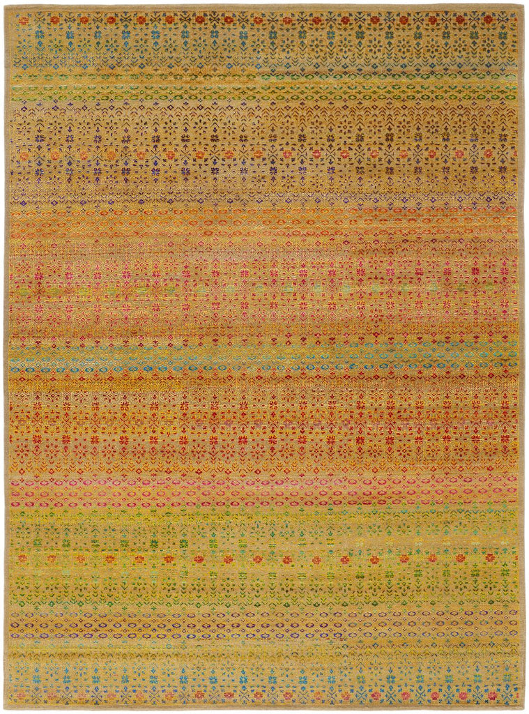 Latham Transitional Floral Botanical Yellow Red Area Rug (8'6" x 11'6")