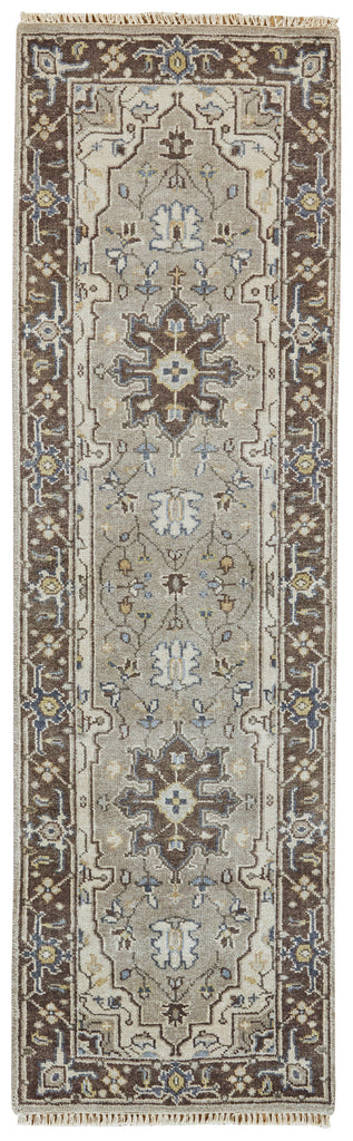 Ustad Traditional Persian Gray Taupe Blue Area Rug (2'6" x 8')