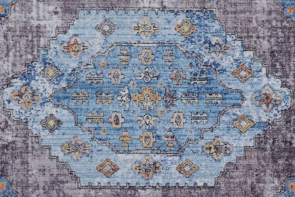 Armant Traditional Medallion Blue Gray Gold Area Rug (2' x 3')