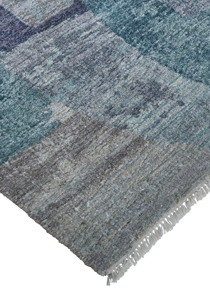 Salina Transitional Abstract Blue Gray Ivory Area Rug (9'6" x 13'6")