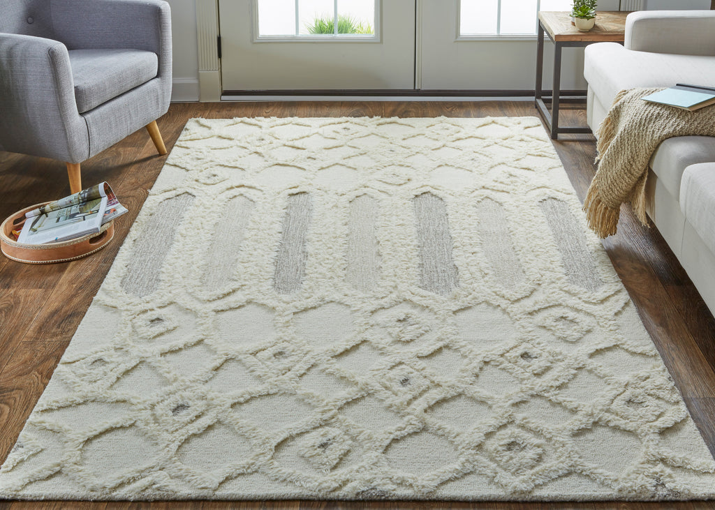 Anica Transitional Abstract Ivory Taupe Tan Area Rug (2' x 3')