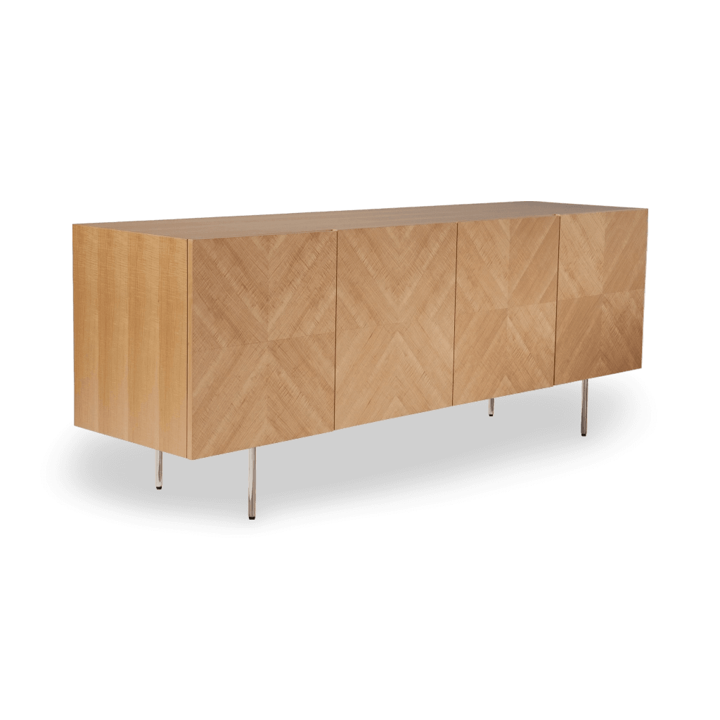 Design Classic Maple Cabinet In Natural Finish With Stainless Steel Legs