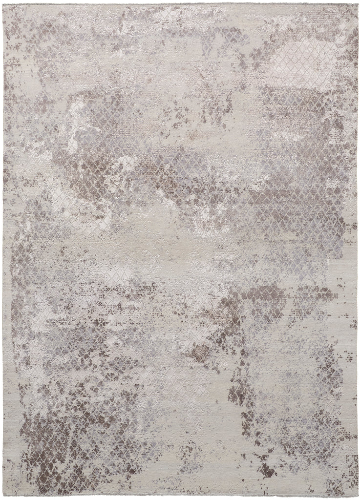 Merril Modern Abstract Gray Silver Ivory Area Rug (7'9" x 9'9")