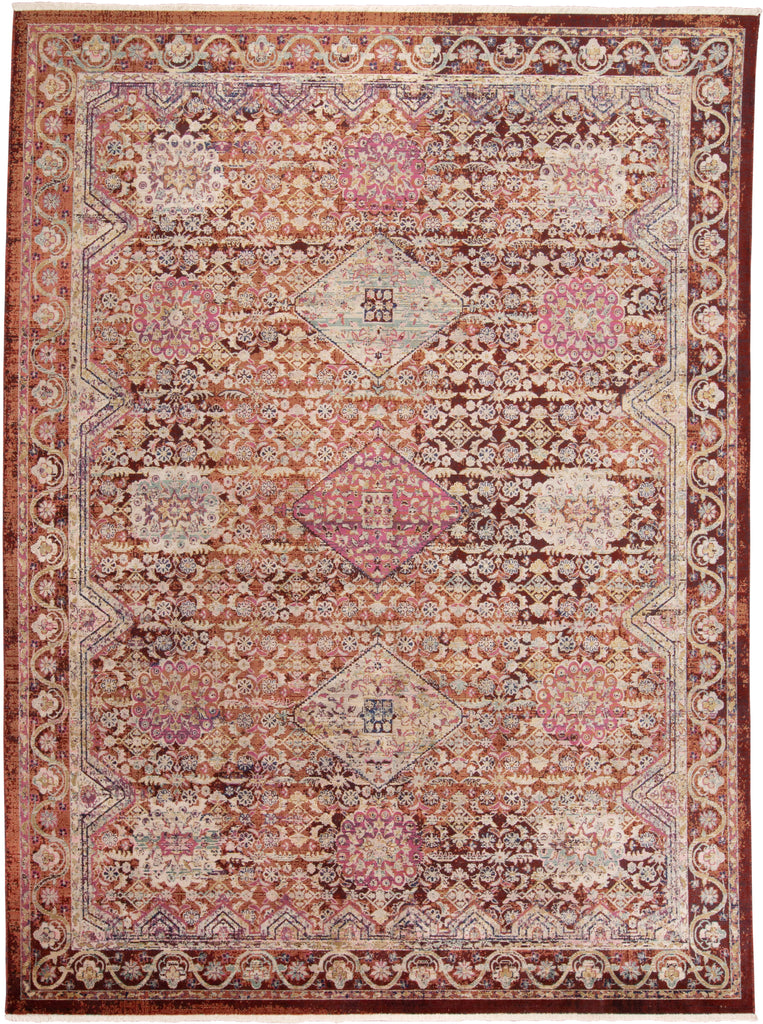 Torina Traditional Oriental Red Pink Blue Area Rug (5' x 6'11")