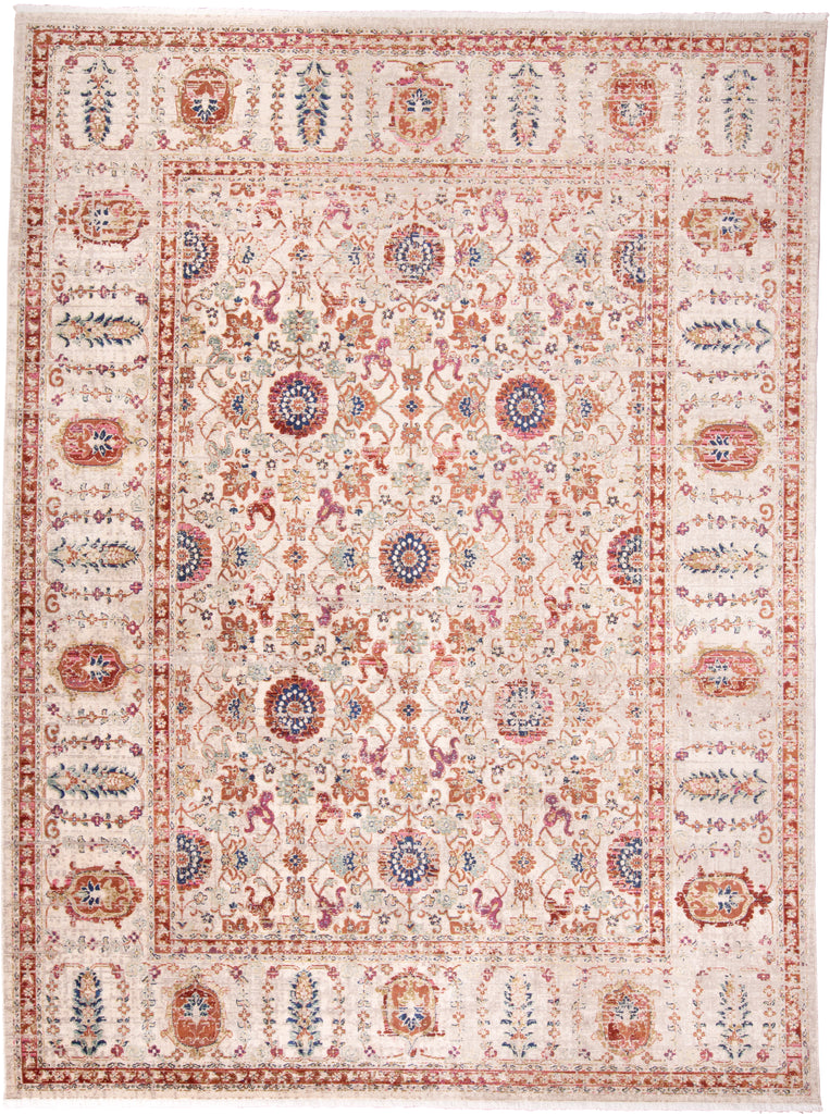 Torina Traditional Medallion Ivory Orange Blue Area Rug (3'6" x 5'6")