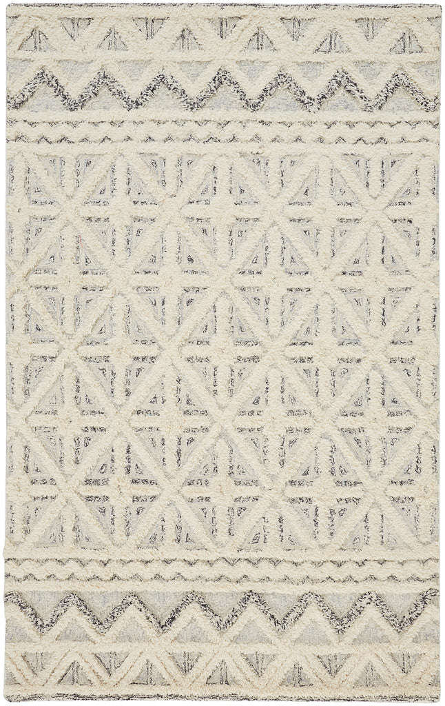 Anica Transitional Geometric Ivory Black Area Rug (12' x 15')