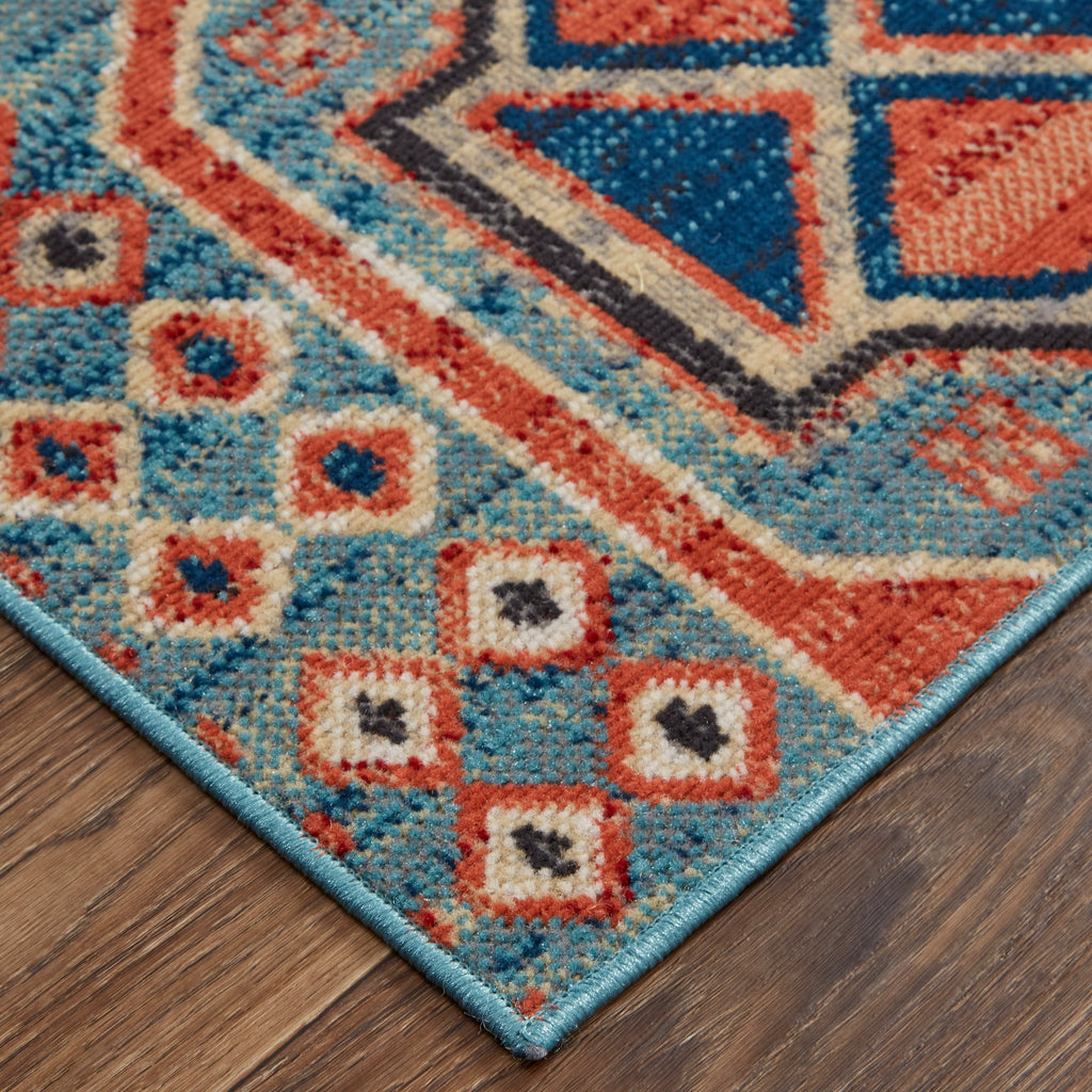 Nolan Transitional Southwestern Blue Red Tan Area Rug (5' x 8')