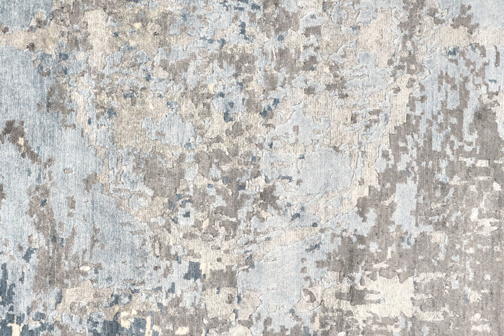 Hayden Modern Watercolor Blue Taupe Ivory Area Rug (9'6" x 13'6")