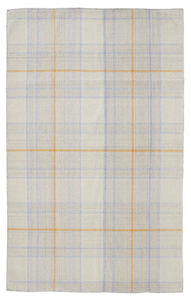 Jemma Transitional Plaid Tan Orange Blue Area Rug (8' x 10')