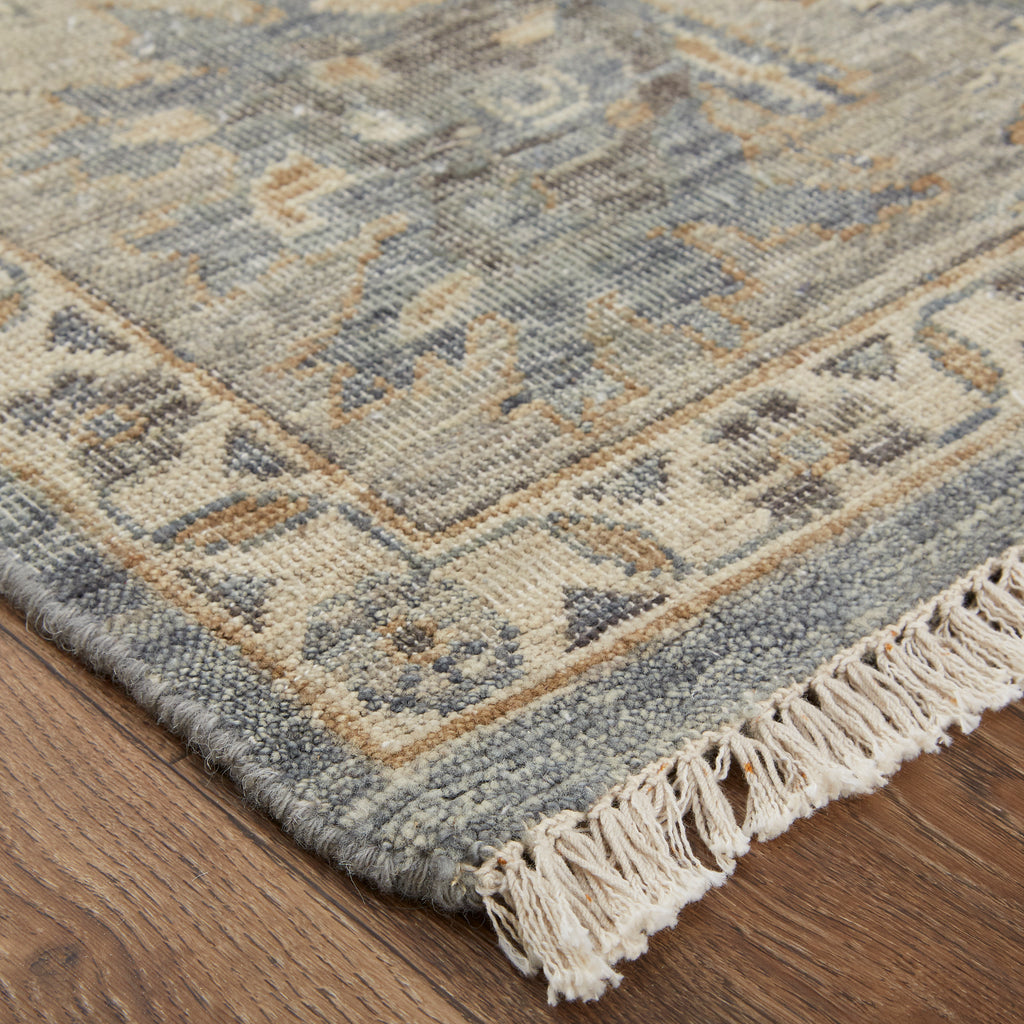 Marabel Transitional Oriental Blue Taupe Ivory Area Rug (2'6" x 8')